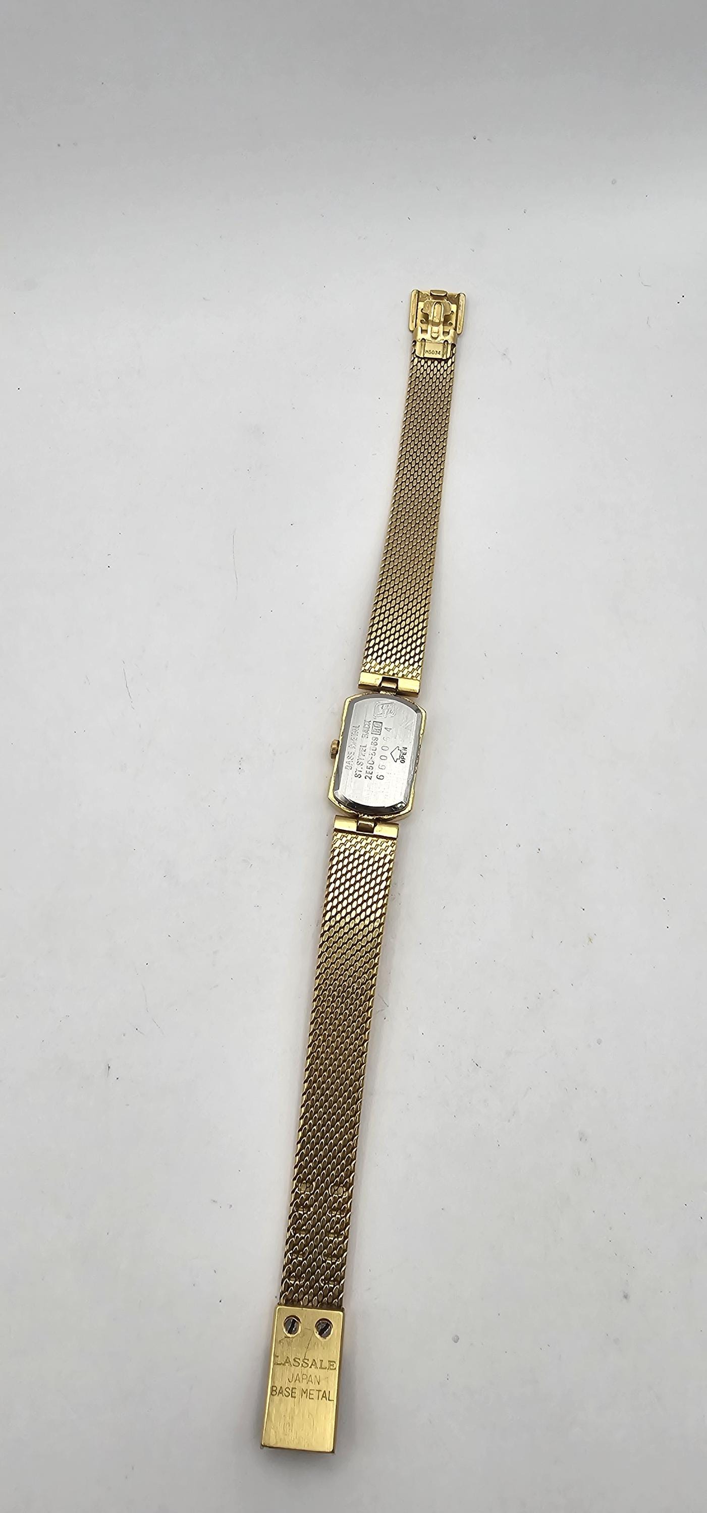 VTG Seiko Lassale 2E50-5029 Gold Tone 13mm Tank Women\'s Watch Japan Works Beautiful Vintage Seiko Lassale Tank Two Diamonds Quartz  main image 2