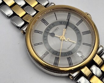 そうた様 SEIKO TYPE2 DAY DATE Vintage Watch Seiko Type 2 Vintage Day Date Blue Silver Quartz Mens Watch
