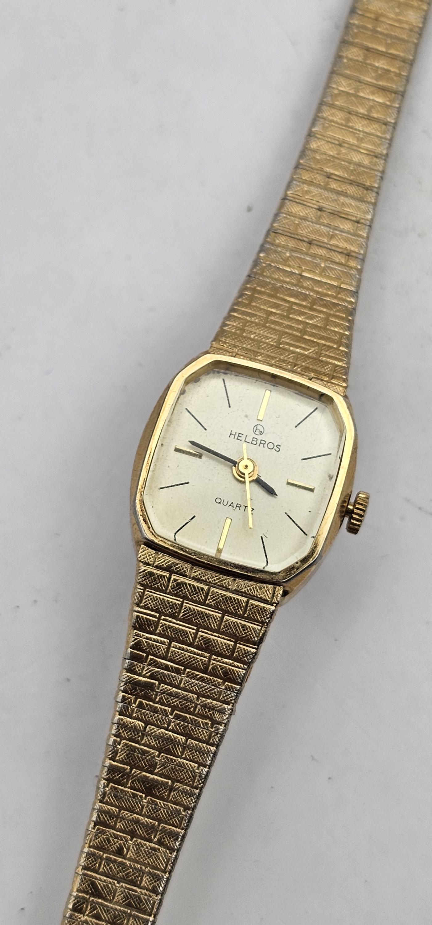 Helbros Quartz Gold Stretch Band Ladies Watch Helbros Women Oval Wristwatches for sale | eBay main image 3