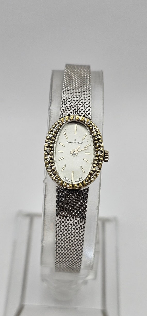 Vintage Hamilton Silvertone Women Wristwatch with Mesh Band Vintage Hamilton Quartz Silver Tone Mesh-band Silver-dial  main image 4
