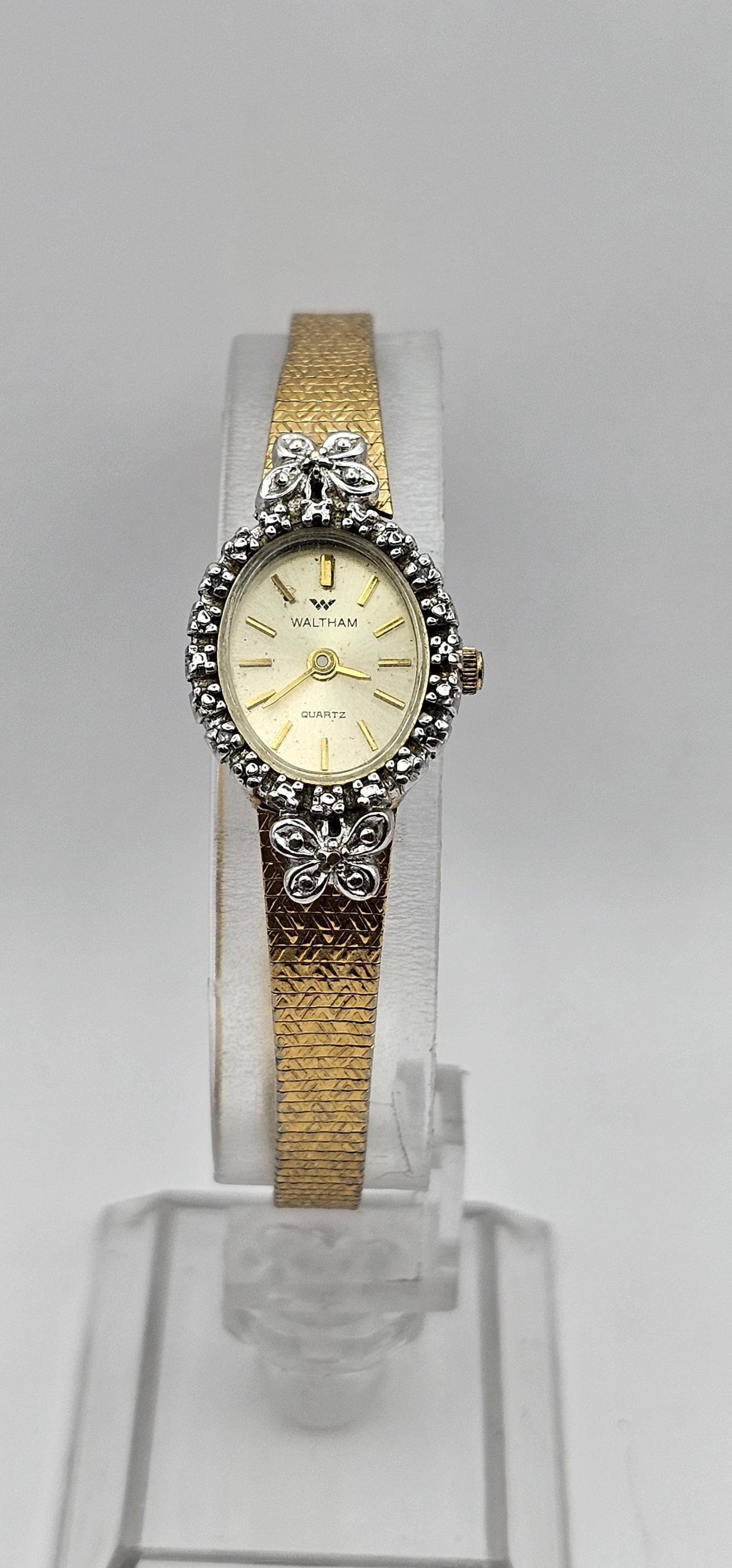 Beautiful Waltham Quartz Ladies Watch Quartz Movement Gold Tone Melee Sapphire Bezel New Battery Gift for Her Etsy