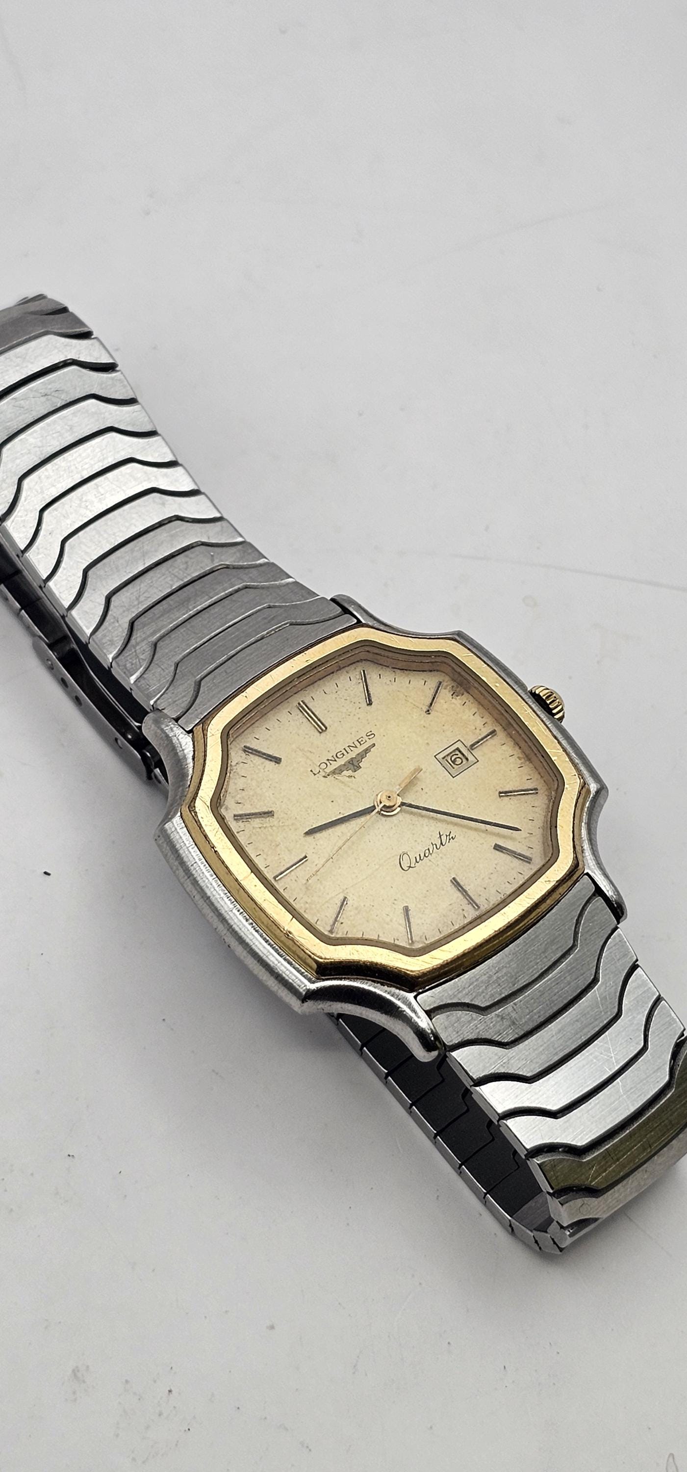 Vintage Unisex Longines Quartz 90s Eyecatching Date Watch, Swiss 