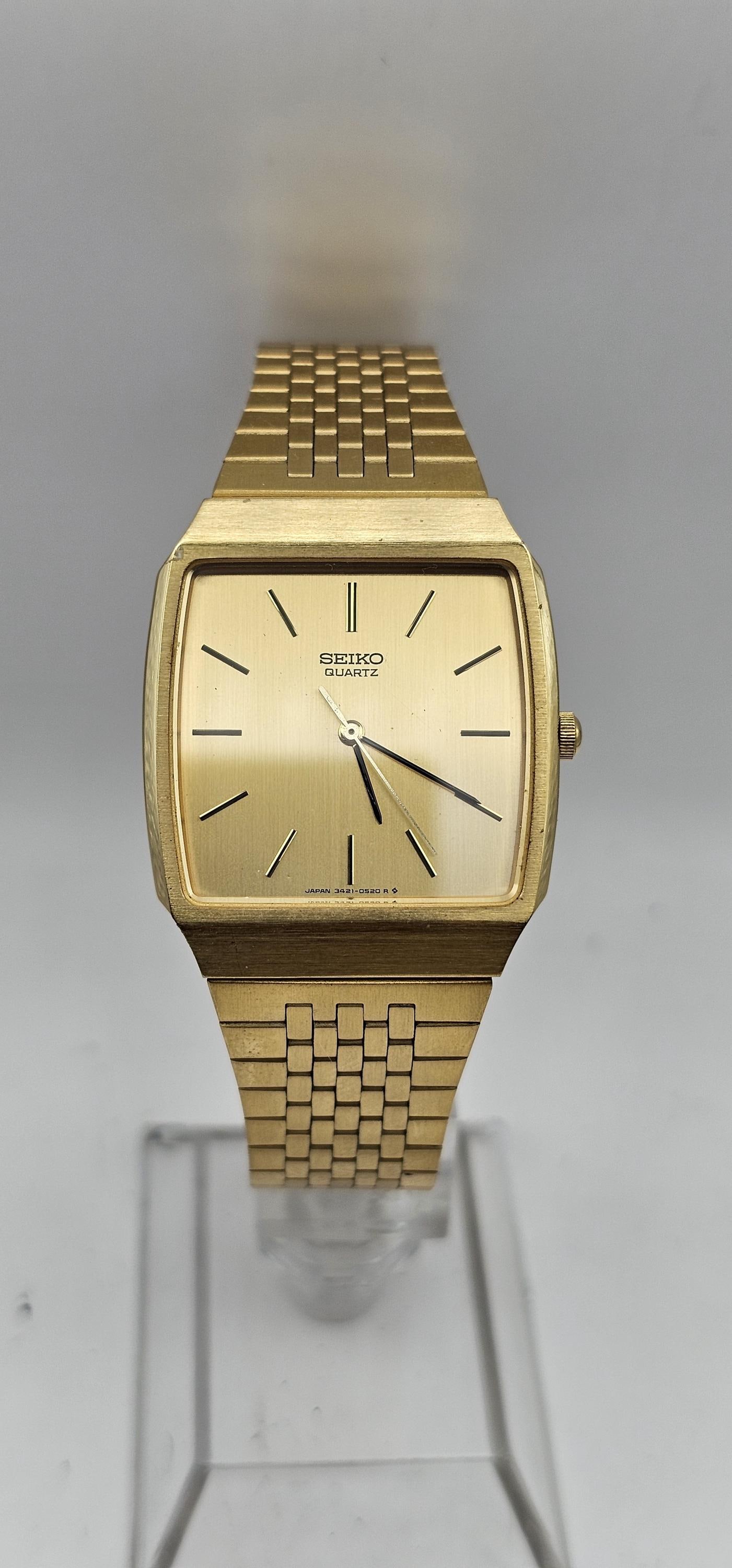Beautiful Vintage Seiko Tank Quartz - V3421-5220 Mens Watch 
