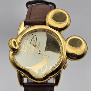 Vintage 1990s Lorus by Gold-tone Mickey Mouse Head Watch for