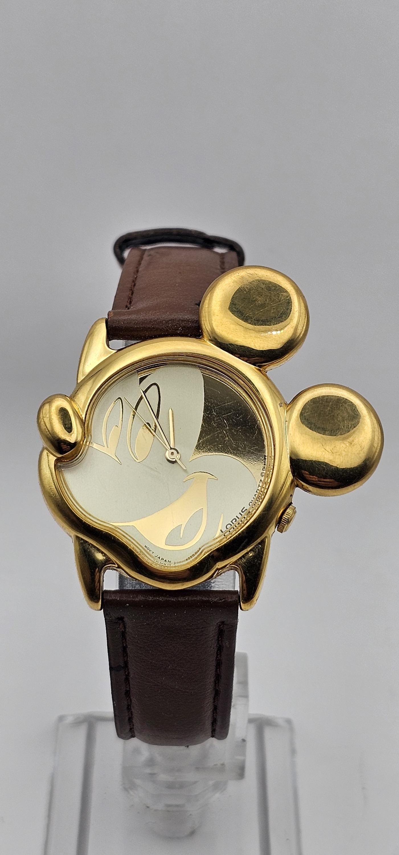 Vintage 1990s Lorus by Gold-tone Mickey Mouse Head Watch for Her