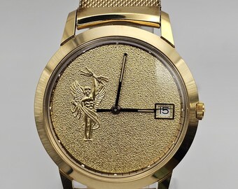 Rare Delux Swiss Catena Tank Wrist Watch, 20 M Gold Electro Plated