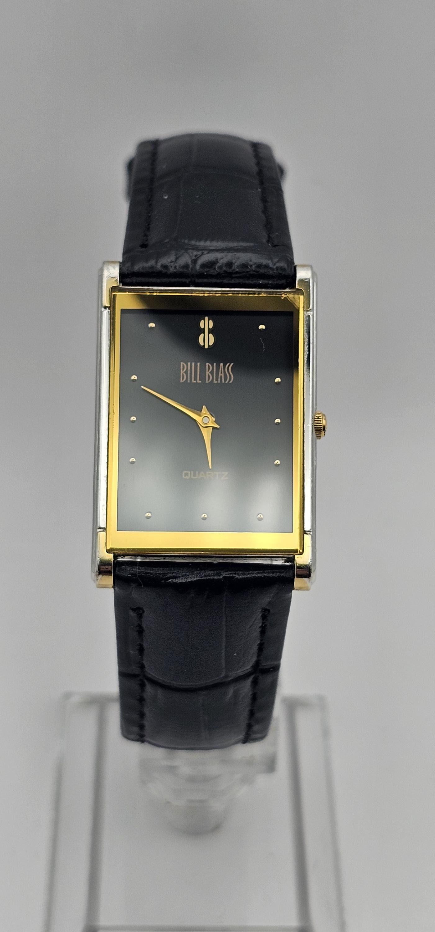 Vintage Bill Blass Two Tones Silver Gold Mens Tank Watch  display picture 3