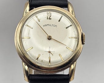 Vintage amazing Hamilton 10K Gold-Filled mens Watch, subseconds, manual wind Swiss Cal .763, Unisex, Serviced, Gift for him/her