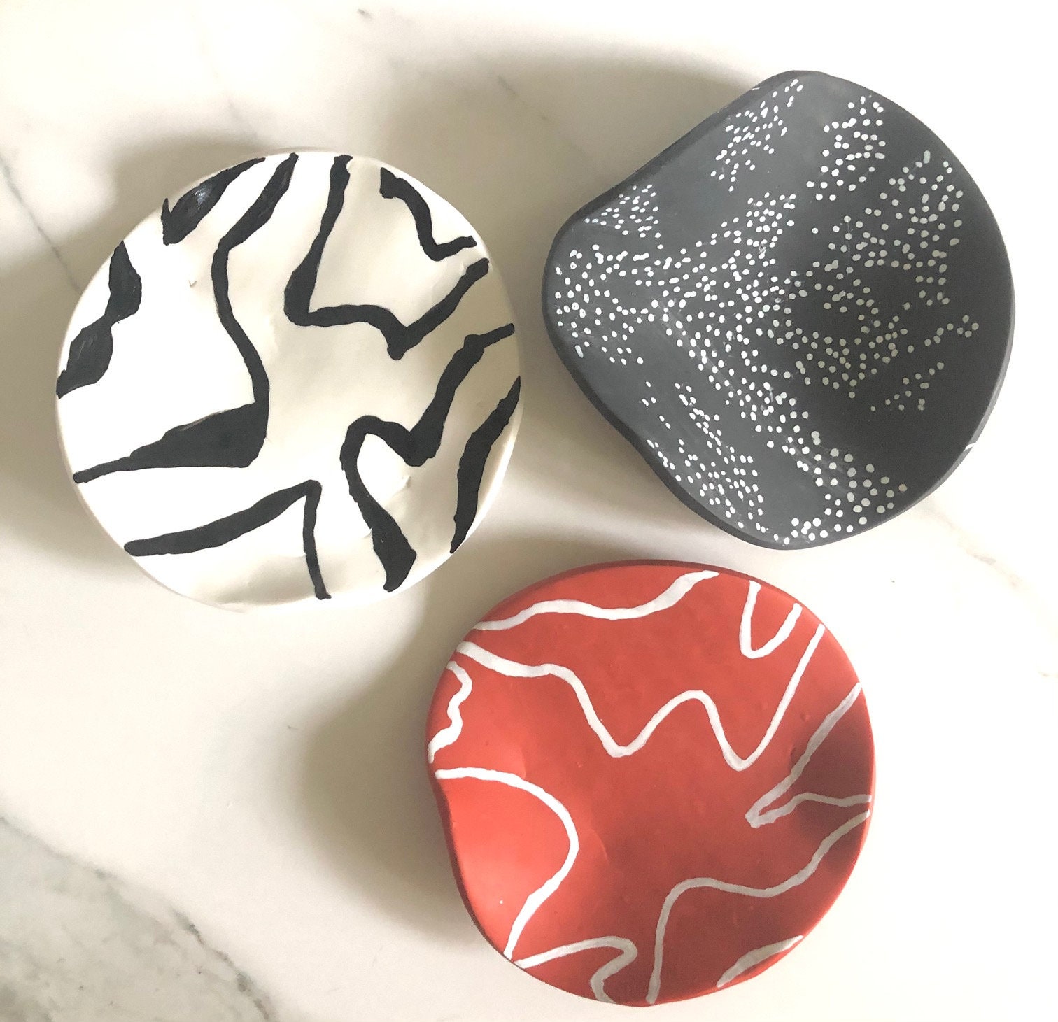 Clay Handmade Handpainted Jewelry Trays Etsy