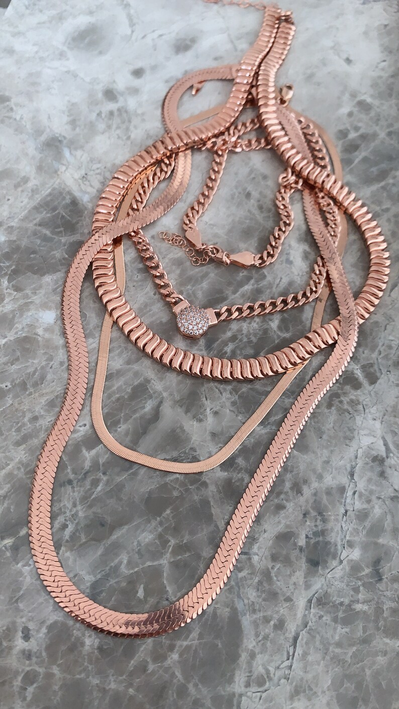 Gold Layering Chain Gold Herringbone Chain Wave Chain 925 Solid Sterling Silver Rose Gold Vermeil Thick Twist Chain Necklace
