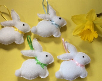 Handmade White felt Easter Bunny, Nursery decoration, Bunny decorations