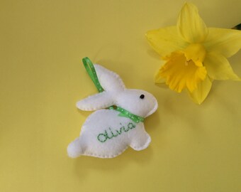 Personalised handmade felt bunny decorations, Nursery decoration, Bunny decoration