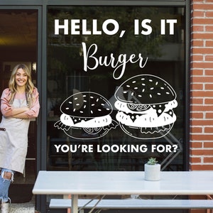 Large Burger Icon Wall Decal Sticker - Premium Vinyl Decal Perfect for Cafe and Eateries Decoration, Delicious Burgers Fast Food Vinyl Decal