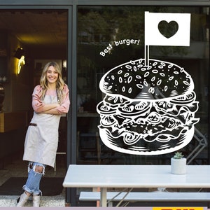 Best Burger Wall Decal Sticker - Premium Vinyl Decal Perfect for Bistros and Eateries Decoration, Delicious Burger Fast Food Vinyl Decal