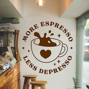 Hand-Drawn Coffee Quote Decal for Shop Window and Wall - Unique Handmade Design for Cafe Decoration, Letterings vinyl Sticker for shop ads