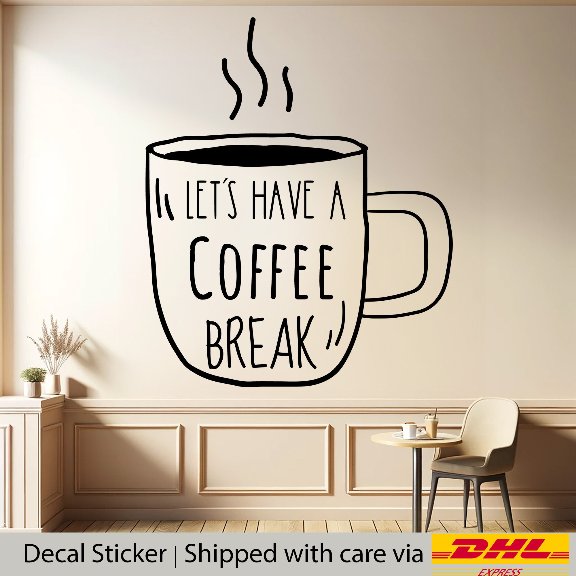 Display Coffee Break Let Have a Coffee Break Window Signage Vinyl Decals for Shop Decoration ...