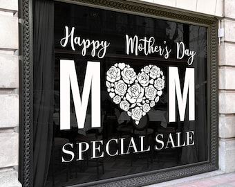 Happy mother's day decals for window and wall shop decoration, Seasonal promotion window clings advertisement, Shop window display promotion