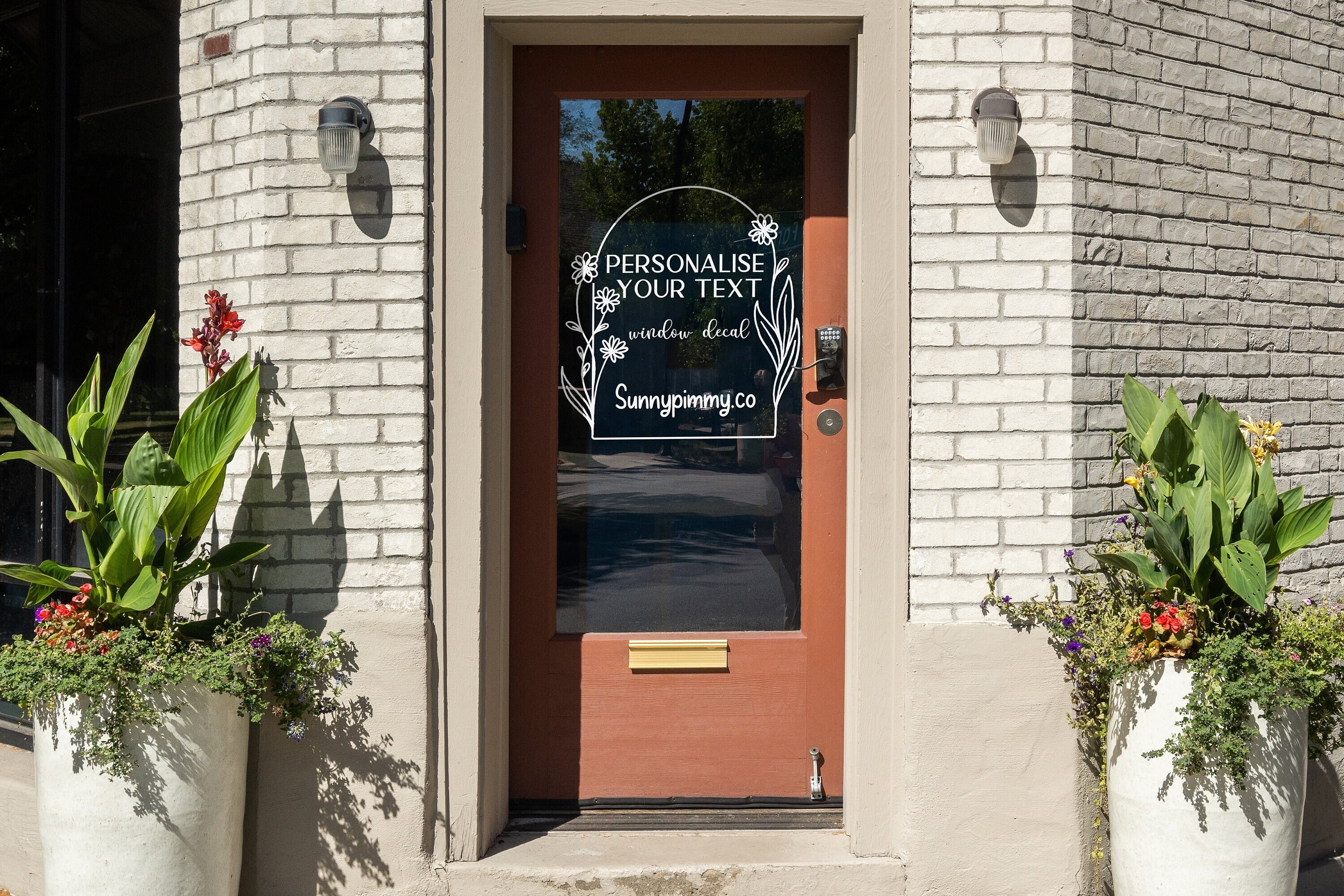 Floral Arch Shape Decal for Glass Door Window Customise Text Etsy
