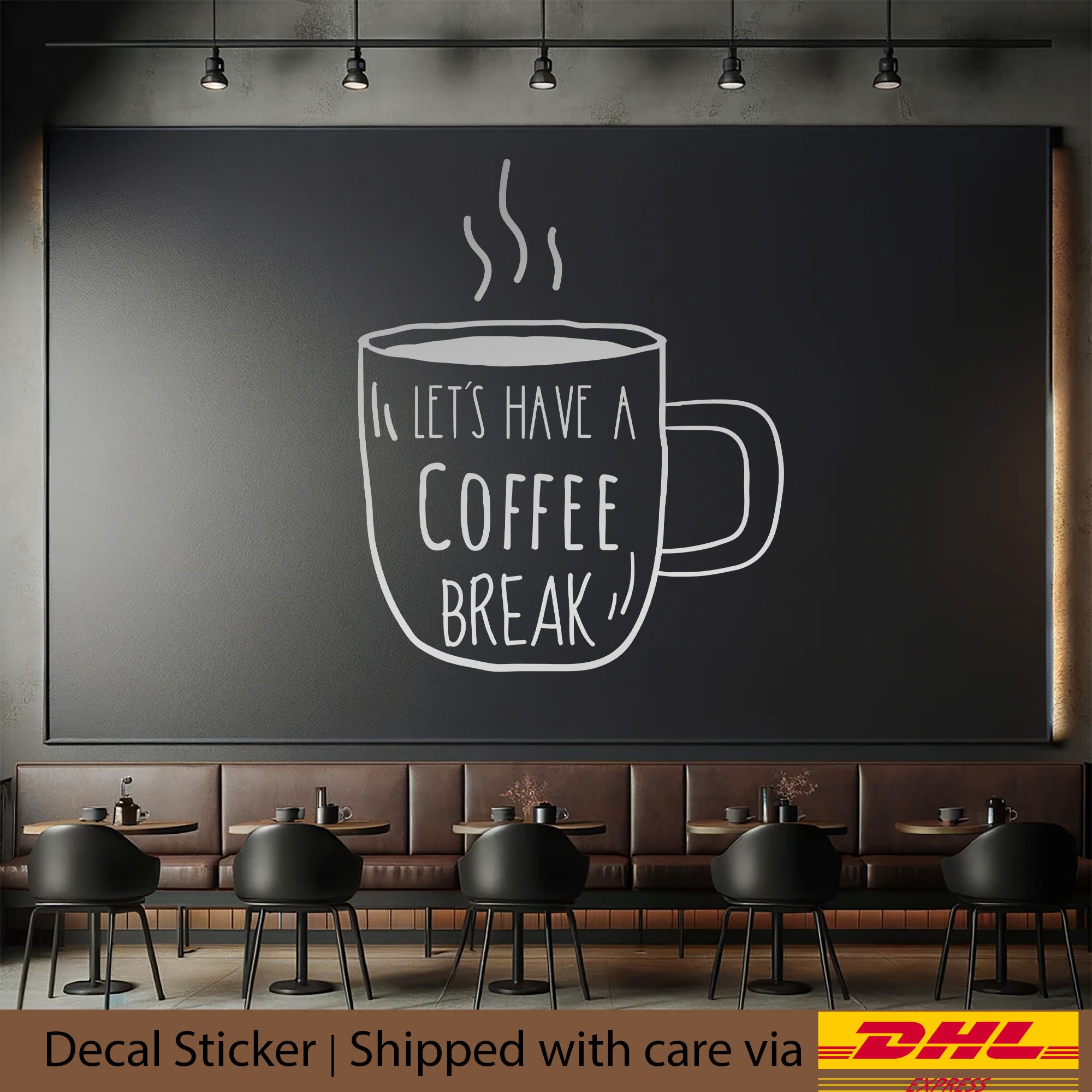 Display Coffee Break Let Have a Coffee Break Window Signage Vinyl Decals for Shop Decoration ...