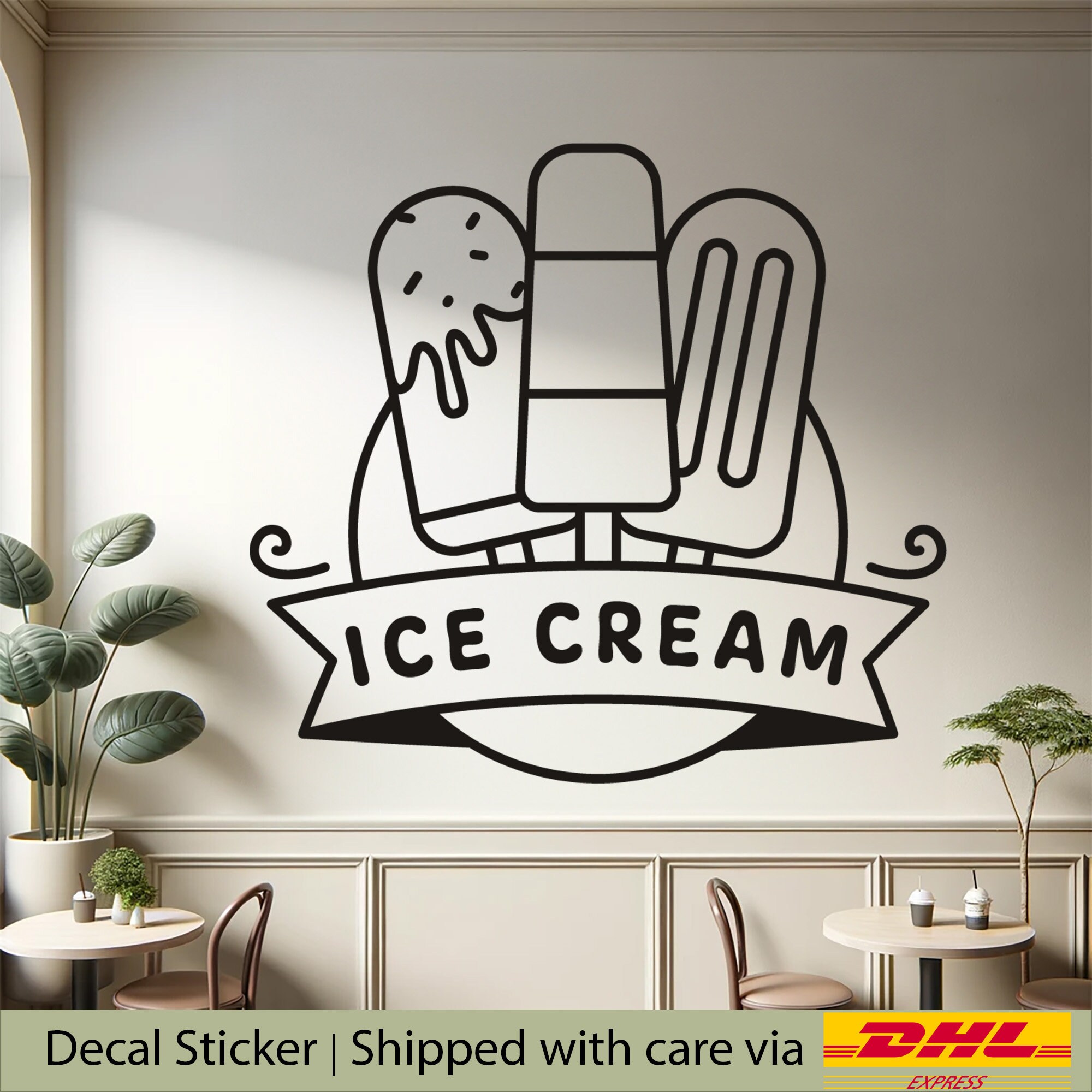 Popsicles Decal Sweet Popsicle Ice-cream Logo Vinyl Decal Design for Cafe Window and ...