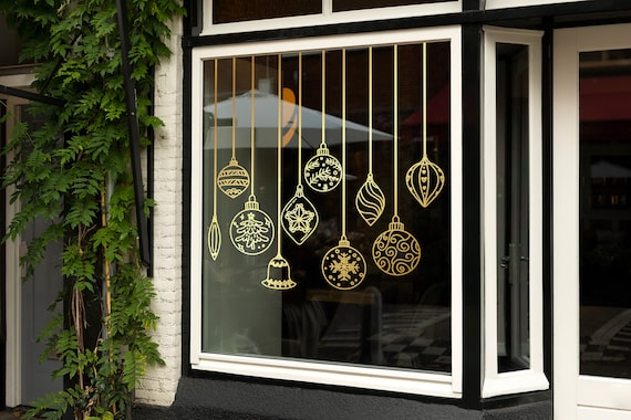Weihnachtsschmuck-Aufkleber für Fenster, selbstklebende Vinylfolie für Weihnachtskugeln, Wanddekoration für die Winterfeiertage