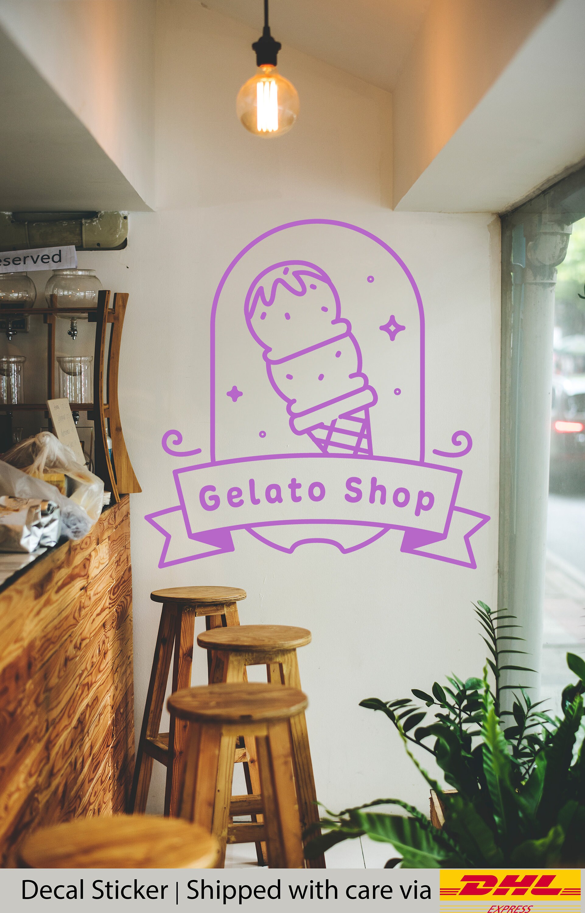 Gelato Ice-cream Logo Vinyl Decal Design for Cafe Window and Wall ...