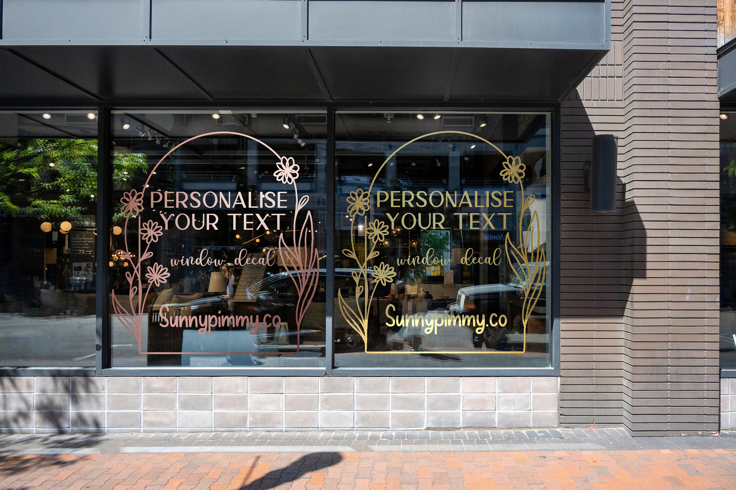 Floral Arch Shape Decal for Glass Door Window Customise Text Etsy