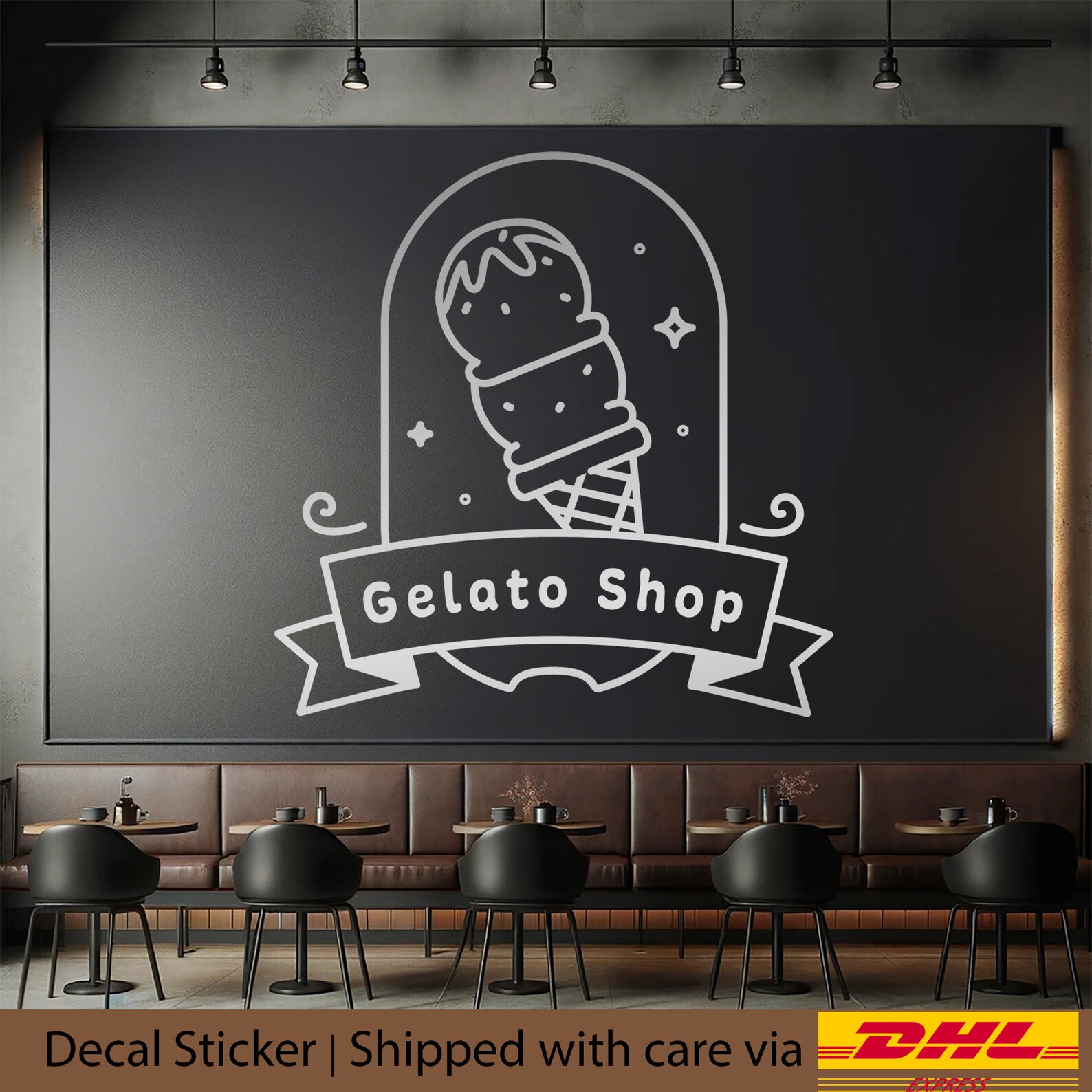 Gelato Ice-cream Logo Vinyl Decal Design for Cafe Window and Wall ...