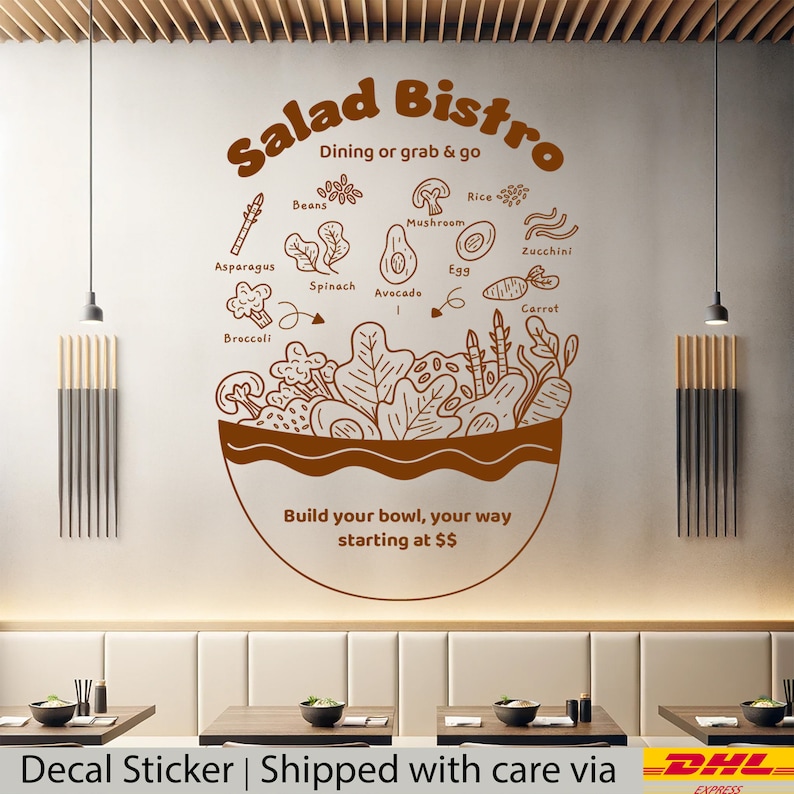 Salad Bistro and Cafe Sticker Decal for Window and Wall Decoration ...