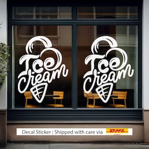 Eiscreme Gelato Cone Vinyl Aufkleber Aufkleber Shop Wanddekor, Dessert Cafe Wandbild Imbisswagen Aufkleber, Restaurant Fenster Aufkleber, Cafe Dekoration