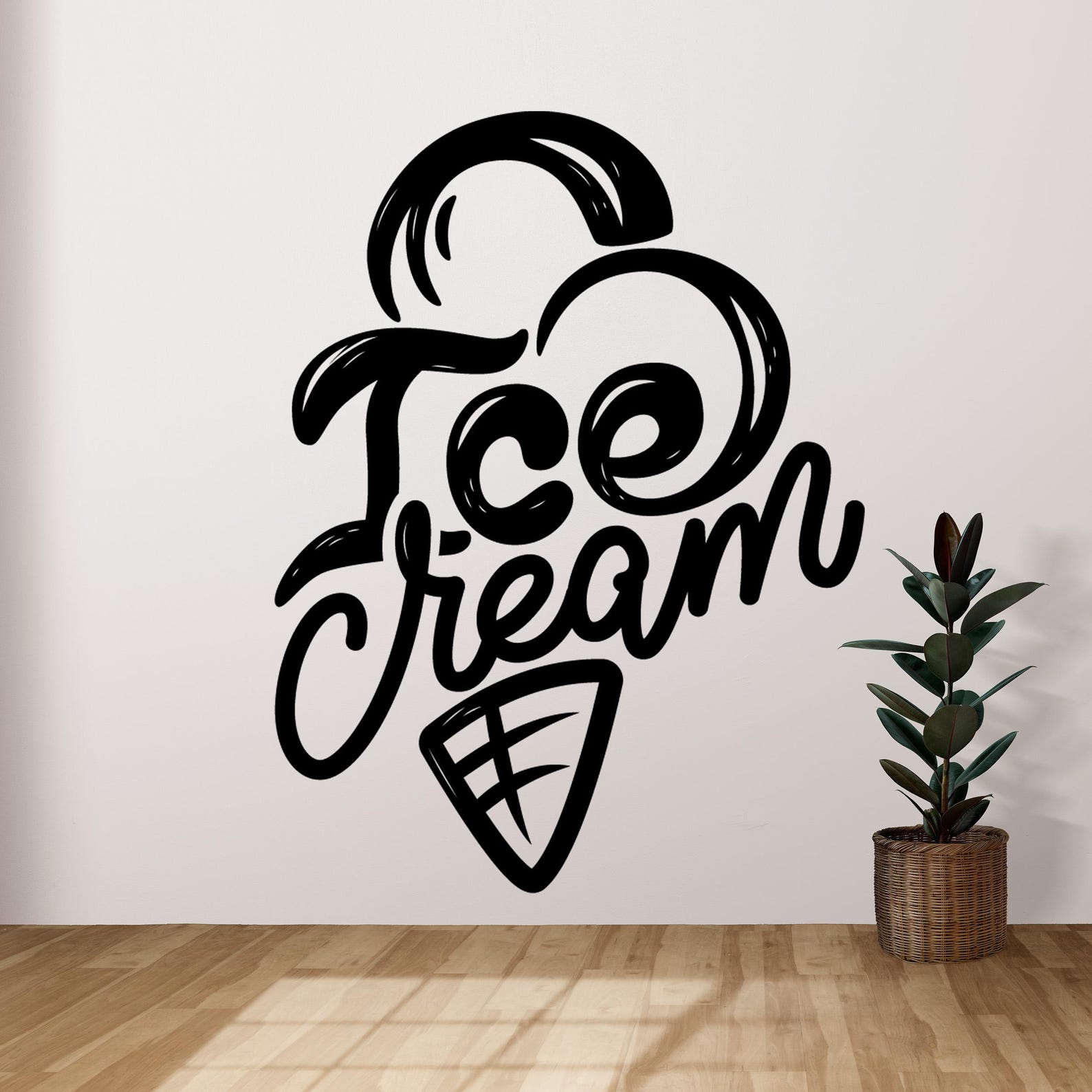 Ice Cream Gelato Cone Vinyl Decal Sticker Shop Wall Decor, Dessert Cafe ...