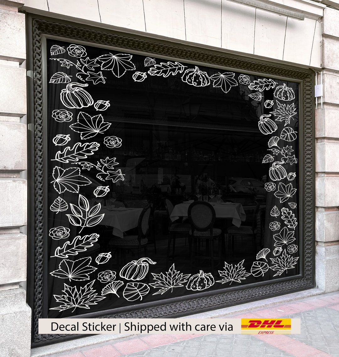 Fall Leaves Vinyl Decal: Nature-inspired, Line Art Autumn Leaves for ...