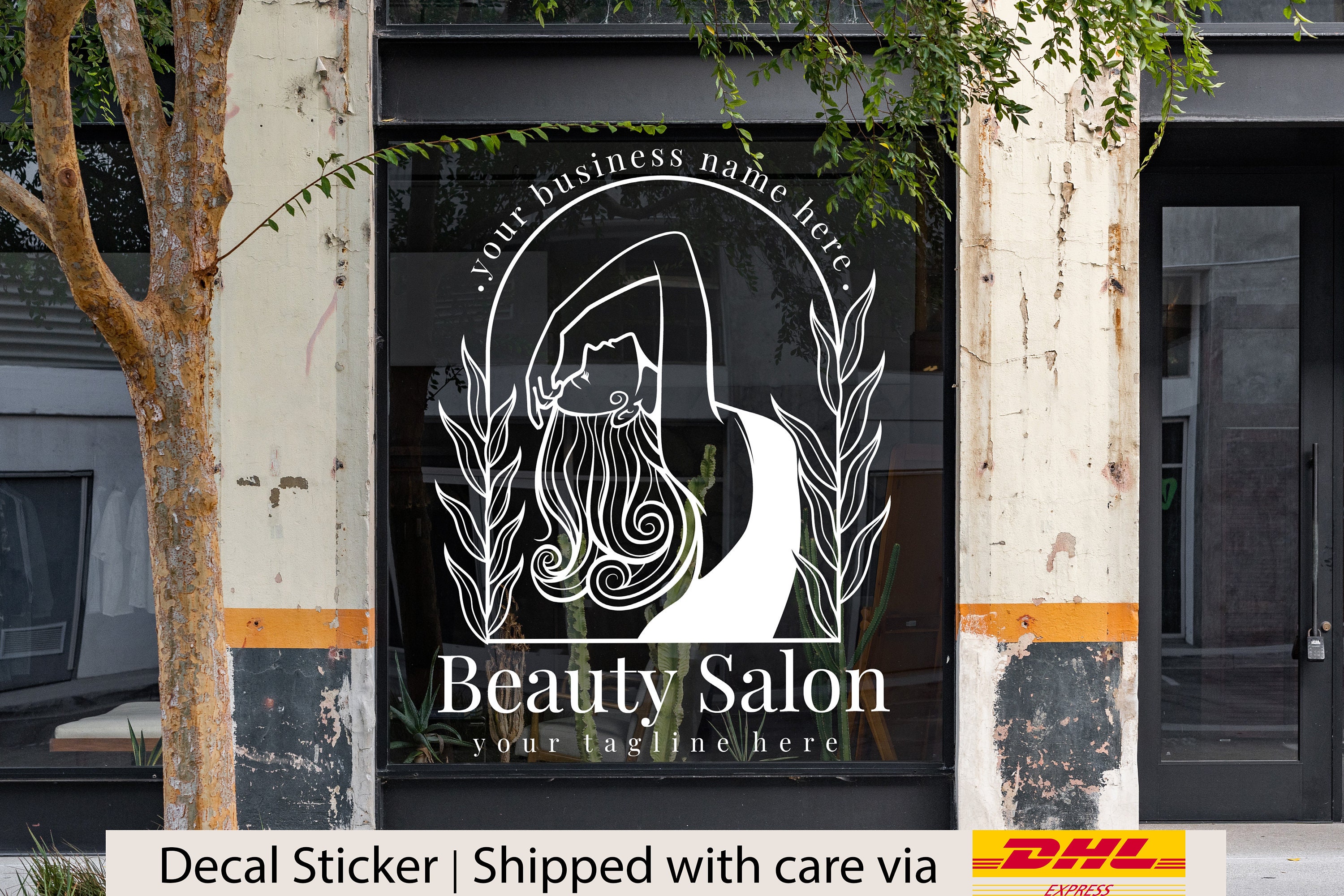 Front Store Beauty Hair Salon Window and Wall Decal, Custom