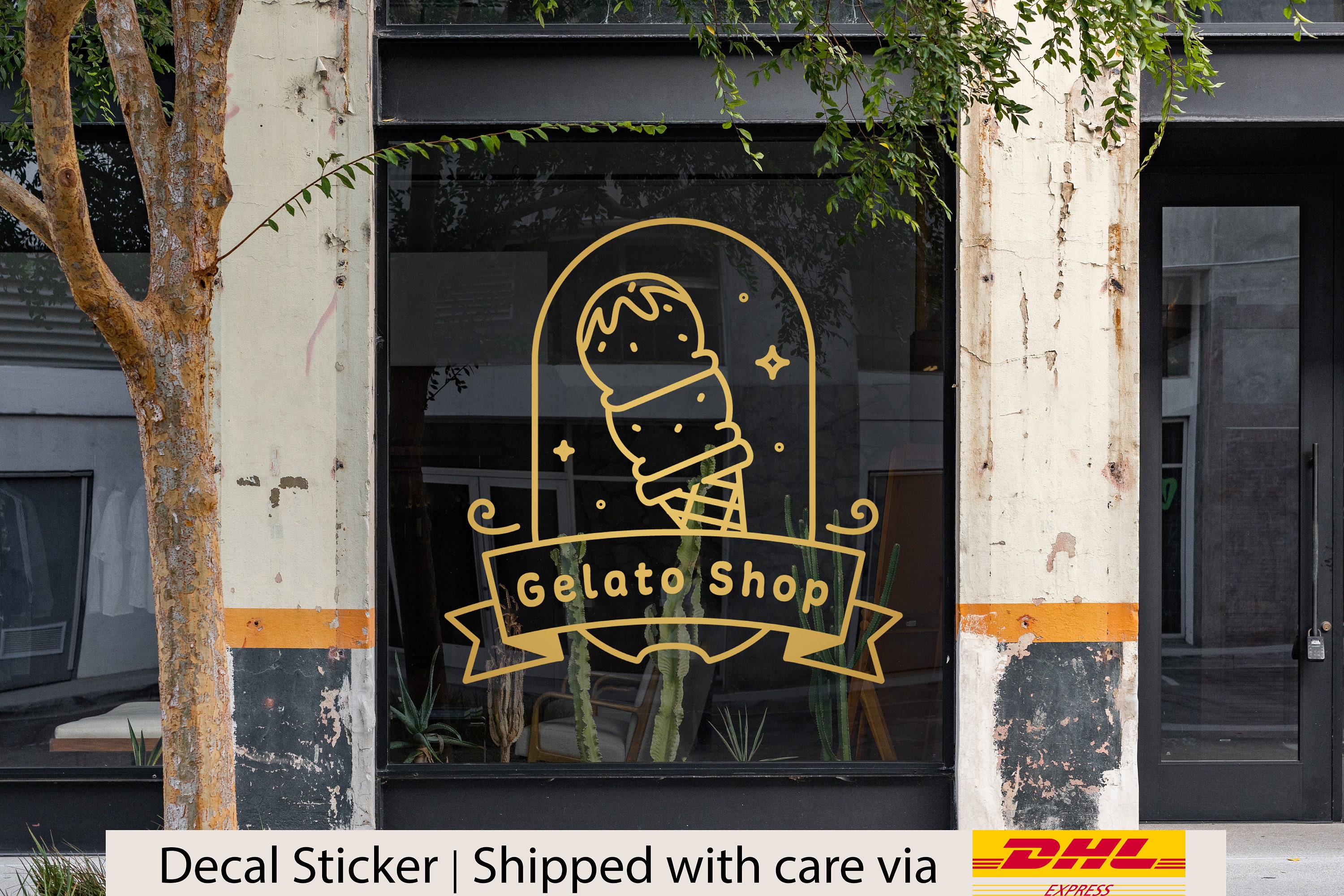Gelato Ice-cream Logo Vinyl Decal Design for Cafe Window and Wall ...