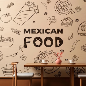 Restaurant Rectangular Sticker Design Ideas Mexican Food Vinyl Decal Stickers – Perfect for Restaurants Display ...