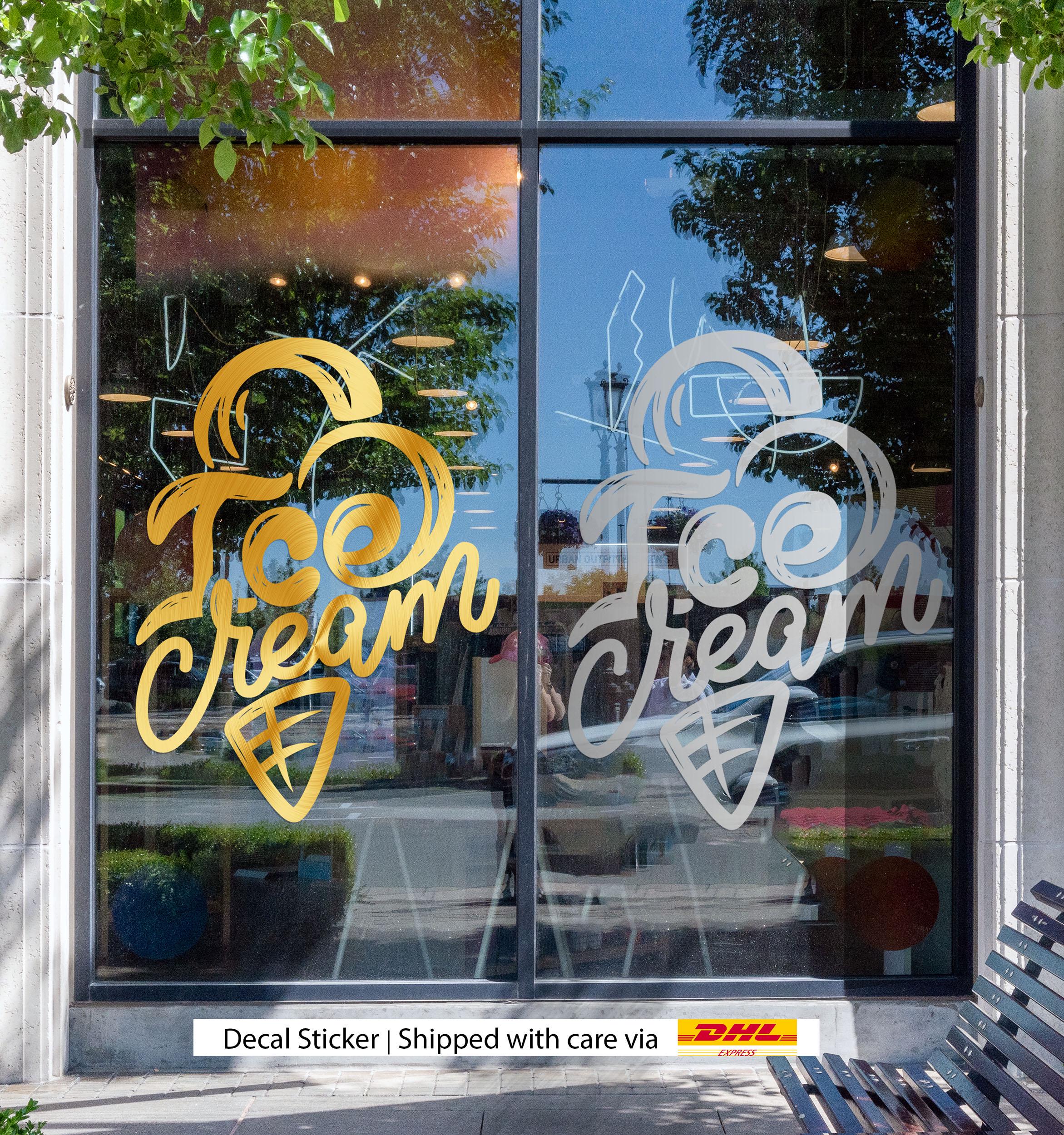 Ice Cream Gelato Cone Vinyl Decal Sticker Shop Wall Decor, Dessert Cafe ...