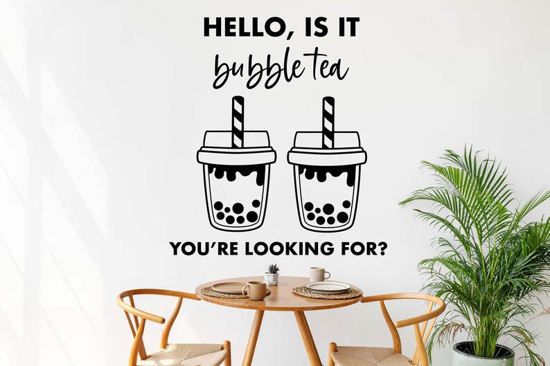 Boba Tea Decal Sticker for Shop Window and Wall, Bubble Tea Vinyl Decal ...
