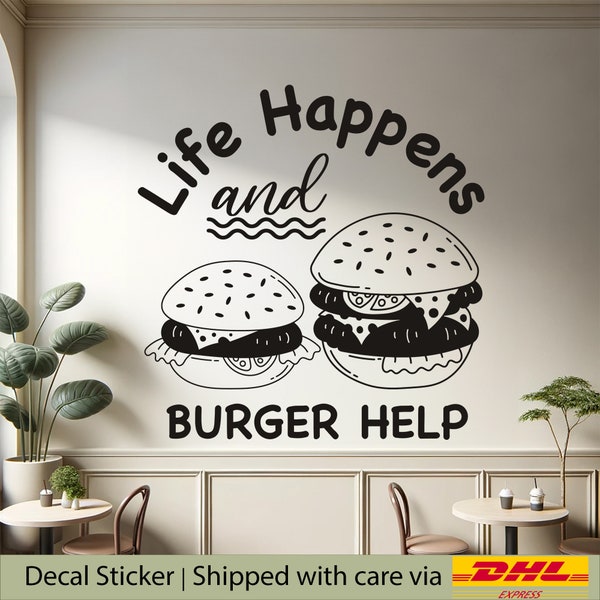 Fast Food Burger Wall Decal Sticker - Premium Vinyl Decal Perfect for Cafe and Eateries Decoration, Delicious Burgers Icon Vinyl Decal