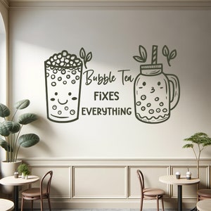 Cute Bubble Tea Quote Window and Wall Vinyl Decal for Store Decor ...