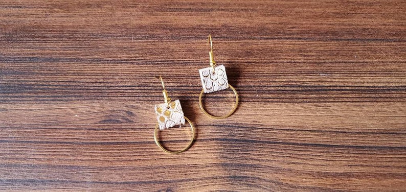 Leather and Circle Drop Earrings