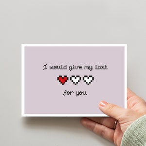 Valentinstagskarte | liebevolle Karte für Gamer | Karte mit Umschlag | Jahrestag Geschenk | Valentinstag für Nerds | Gaming | Für Zocker