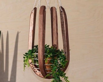 Hanging Plant Basket small, indoor plant hanger, hanging planter, plant stand, wood plant hanger, Birthday gift for wife, Plant basket,