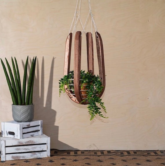 Blumenampel klein, Indoor Pflanzenampel, Hängeampel, Pflanzenständer, Holzampel, Geburtstagsgeschenk für Frau, Pflanzkorb,