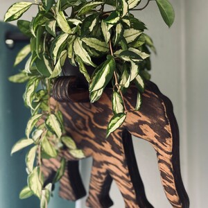 Elephant plant hanger, wood planter, indoor plant hanger, plant shelf, elephant decor, plant accessories, gift for plant lover, plant stand image 3