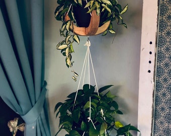 Two tier plant hanger, indoor planter, plant hanger, wood plant hanger, multiple plant hanger, plant stand, Birthday gift for plant lover