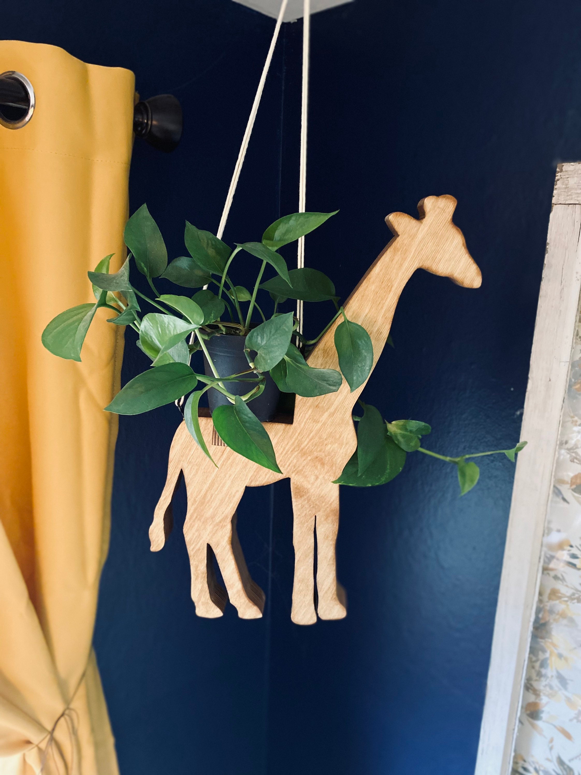 キリン、植物ハンガー、木製プランター、植物スタンド、植物好きへの