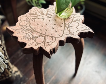 Fraise, pied de plante, tabouret de plante, table d'appoint, déco bohème, déco de jardin, cadeau pour amateur de plantes, cadeau d'anniversaire pour maman, cadeau d'anniversaire