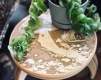 Tabouret crapaud, support pour plante, jardinière d'intérieur, tabouret pour plante, décoration végétale, table d'appoint, salon, table de bout, cadeau pour amateur de plantes, jardin de fées