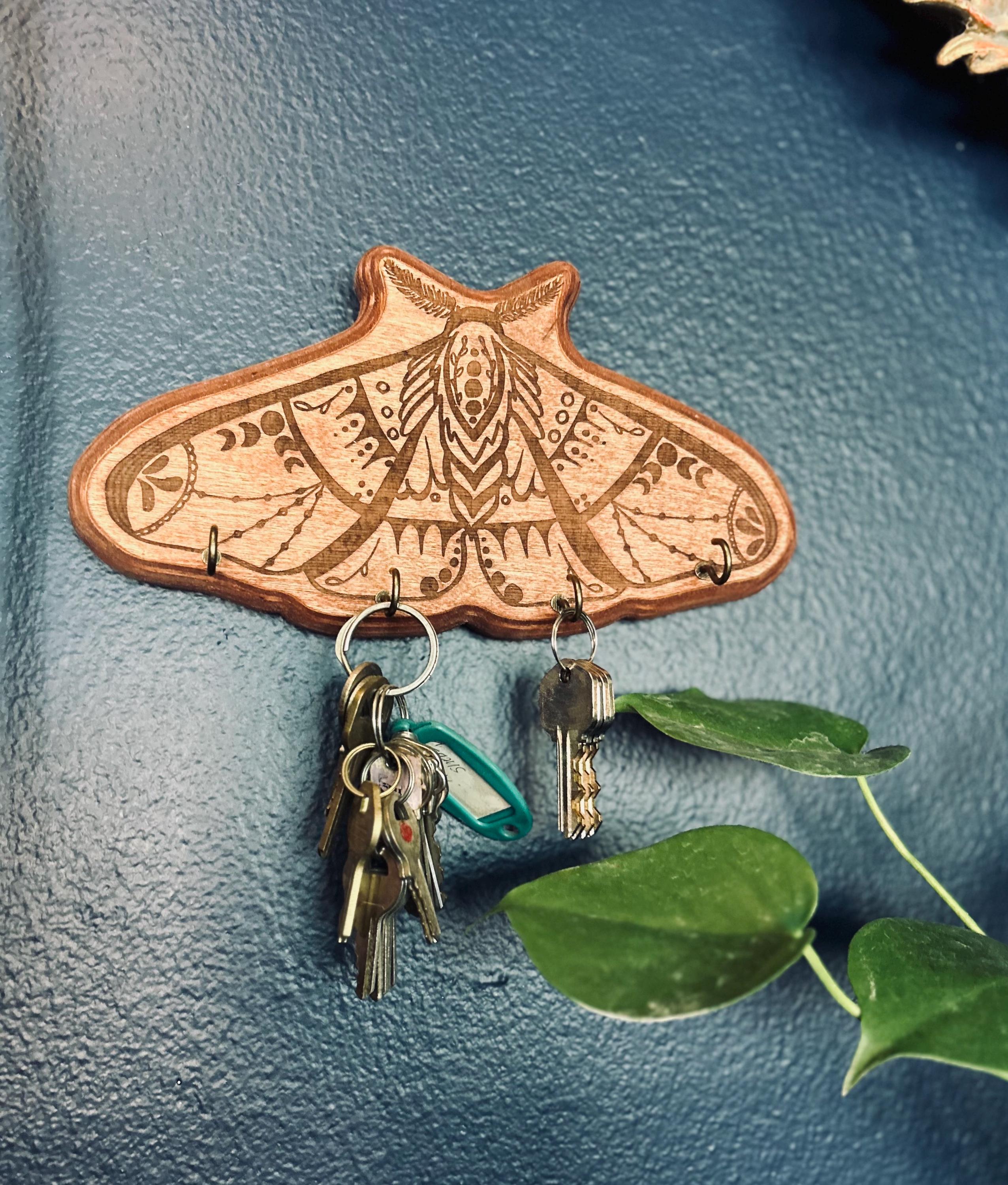 Moth Key Racks Moth Key Holder, Key Hanger, Key Shelf, Wall Mount Key Hanger, Wall Key ...
