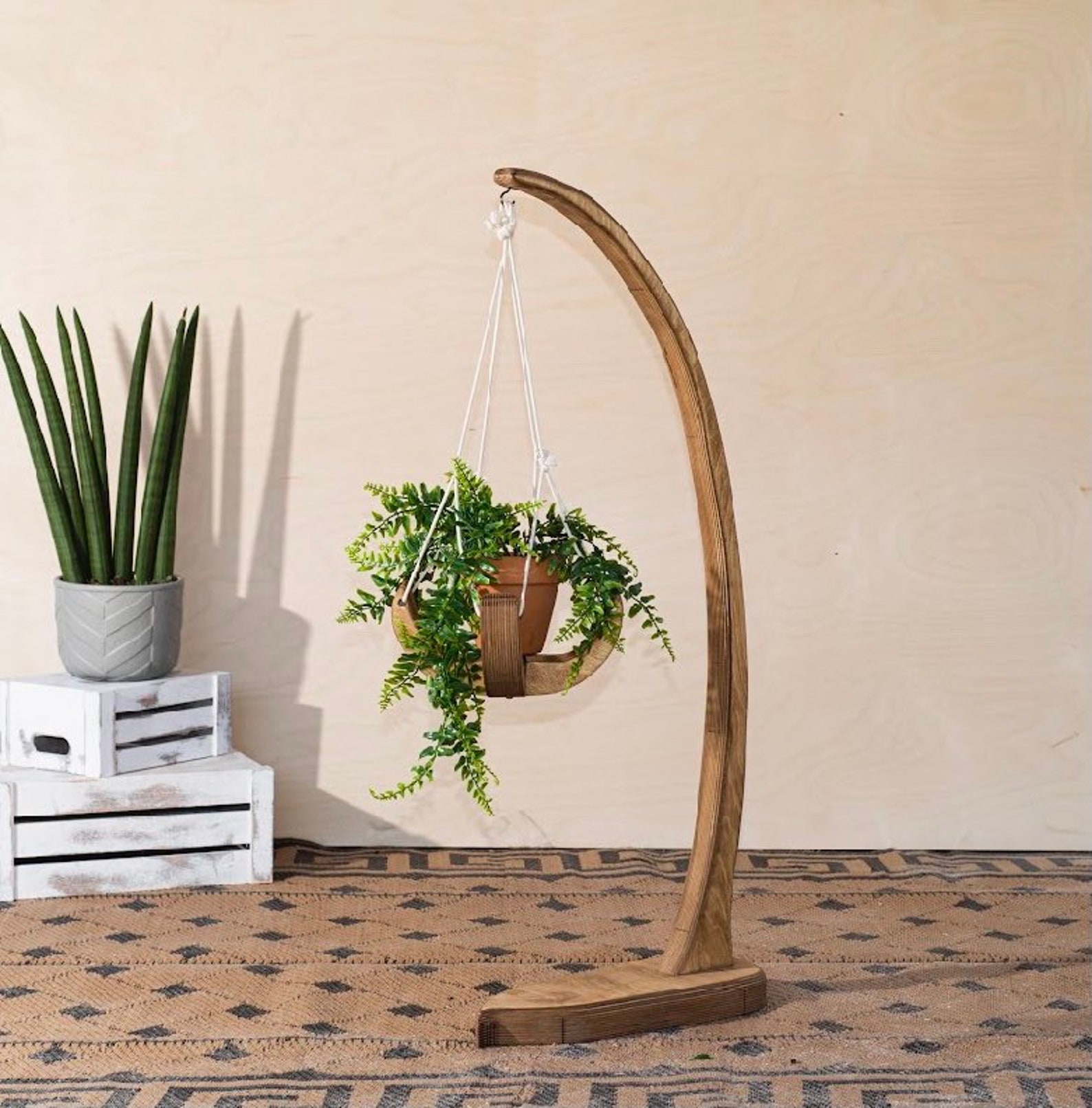 Hanging Plant Stand Plant Stand Plant Basket Wood Plant Etsy